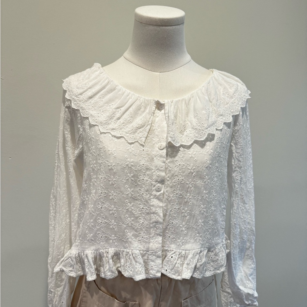 NAK White Lace Ruffle Blouse